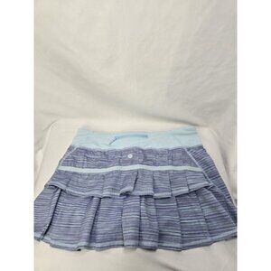Blue Lululemon Run Pace Setter Skirt Skort Twisted Stripe Caspian Size 8- READ